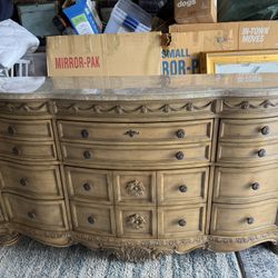 King/Cal King Bedroom Set Bisque Beige Marble Tops