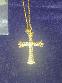 Elizabeth Taylor Simulated Gemstone Cross Pendant W/chain