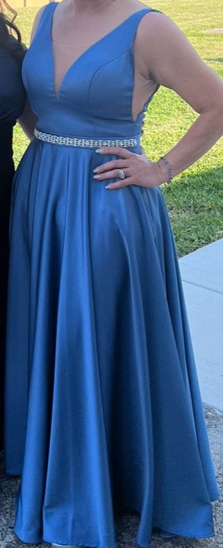 Blue Long Elegant Fancy Prom Dress 8