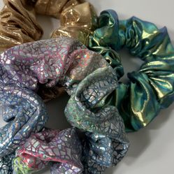 3 Handmade Scrunchie New Hair Tie Metallic Spandex. Size: Large Pink Lot Accessories multicolor