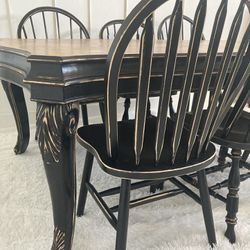 Rustic Farmhouse Table with 6 Chairs 