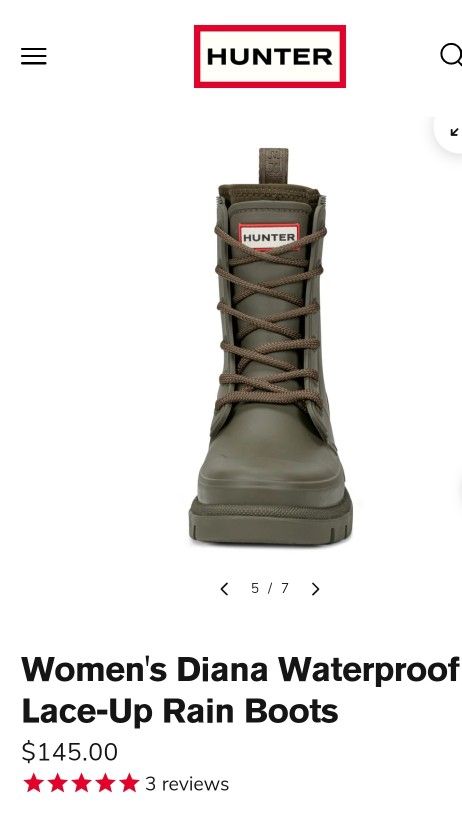 Brand New Women's Diana Waterproof Lace-Up Rain Boots Size 7