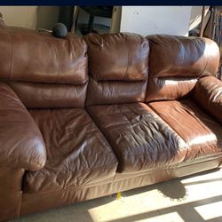 Brown Leather Couch 