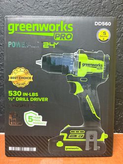 Greenworks Pro DD560 -  1/2” Drill Driver Brushless Charger & Battery