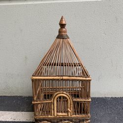 Vintage Britishcolonial Bamboo Birdcage 