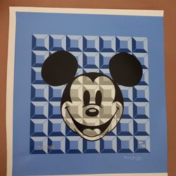 Tennessee Loveless, "Blue 8-Bit Mickey" Limited Edition on Canvas from Disney Fine Art measurements approximately 16x17 inches with border. Disney Art
