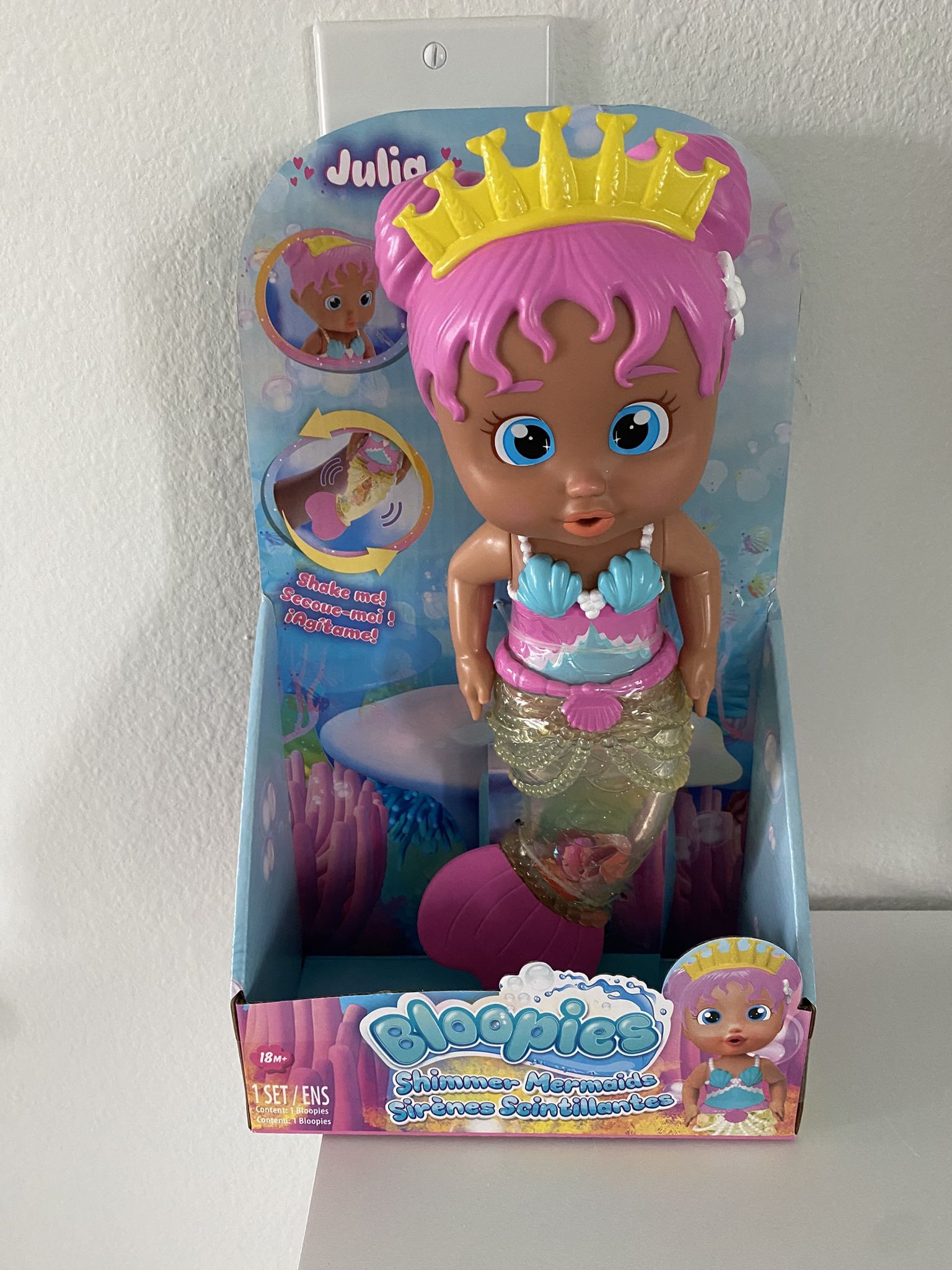 Brand new Shimmer Mermaid doll water toy Bloopies Julia