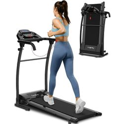 Redliro Folding Treadmills for Home Heart Rate Sensor 220lbs 2HP Compact Electric Walking Running Machine, Black
