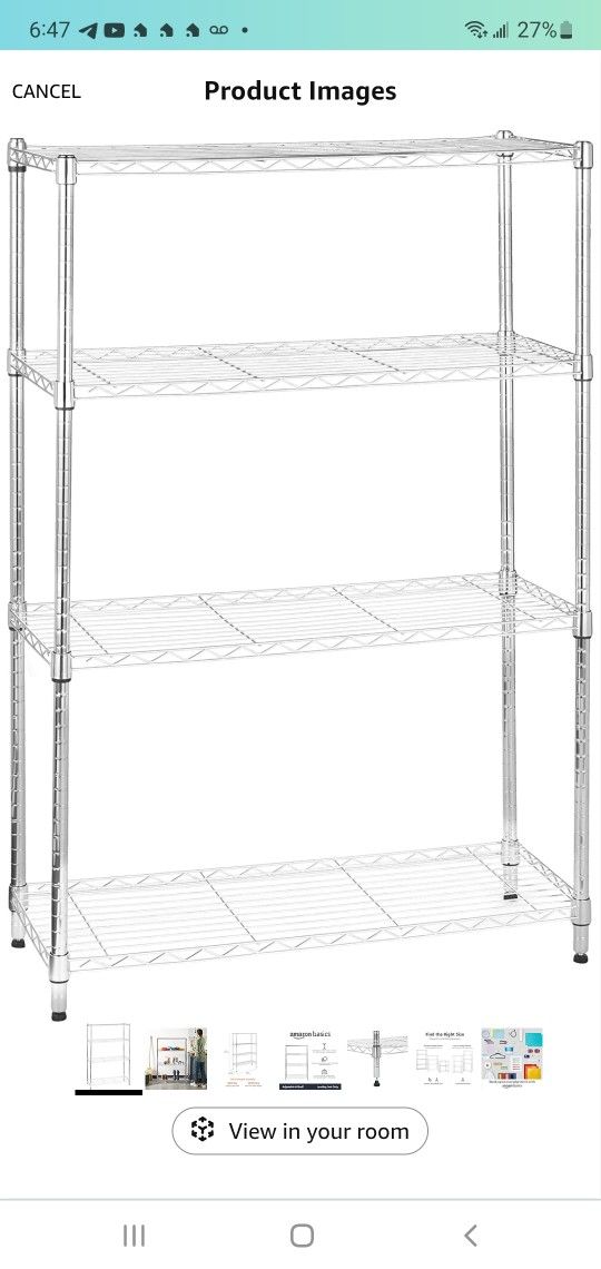 BRAND NEW..Amazon Basics 4-Shelf Adjustable Heavy Duty Steel Wire Rack Storage Shelving Organizer fo