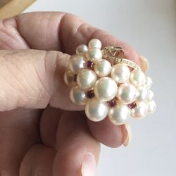 Best Offer. GOLD 14k Gold - Pearl Ring  (Akoya) - Diamond - Ruby Ring