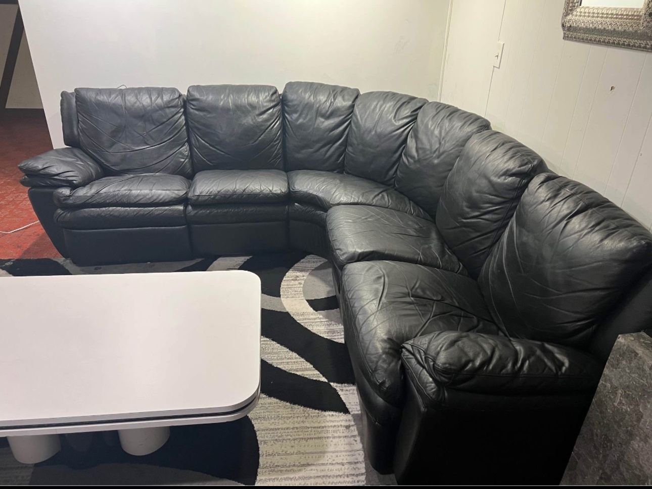 Leather Black Sectional L Shaped