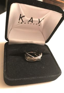 Black and white diamond ring size 8 women , sterling silver