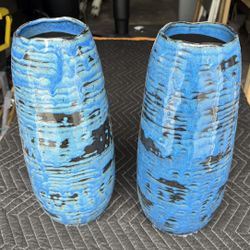 Blue Ceramic Decor Vases (set Of 2)