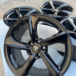 New Tesla model Y rims 19” OEM Factory Wheels Rines Nuevos new gloss black powder coated ( exchange available )( Cambio Disponible )