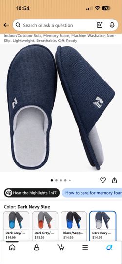 Dark Navy Blue Memory Foam Slippers size 11/12