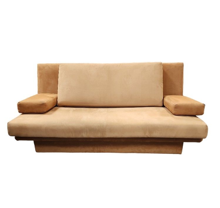 Nice Microfiber Tan/Brown Suede Full Size Futon Sofa Bed