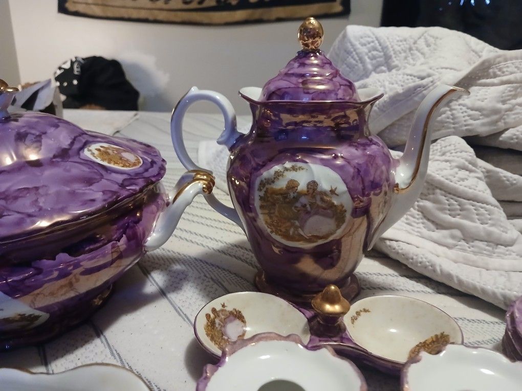 Complete Purple Vintage China Set 
