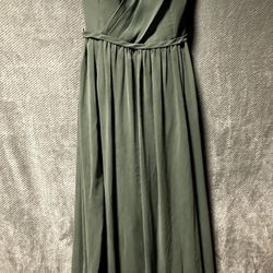 Azazie Bridesmaid Dress A-Line Pleated Eucalyptus Green Size A12
