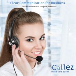 Callez USB Headset with Noise Cancelling Mic & Mute Controls, Mono Computer Headphones for Laptop PC Skype Zoom Webinar Business Call Center Home Offi