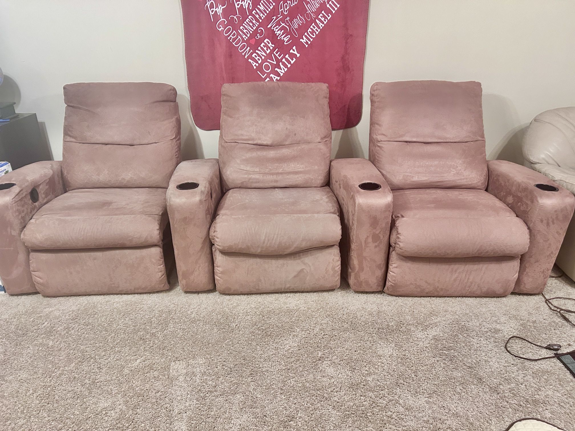 3 Movie Room Reclining Chairs