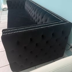 New Black Velvet Sofa
