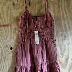 Pink Striped Sleeveless Dress