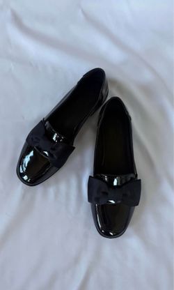 Black Patent Bow Loafers Size 7