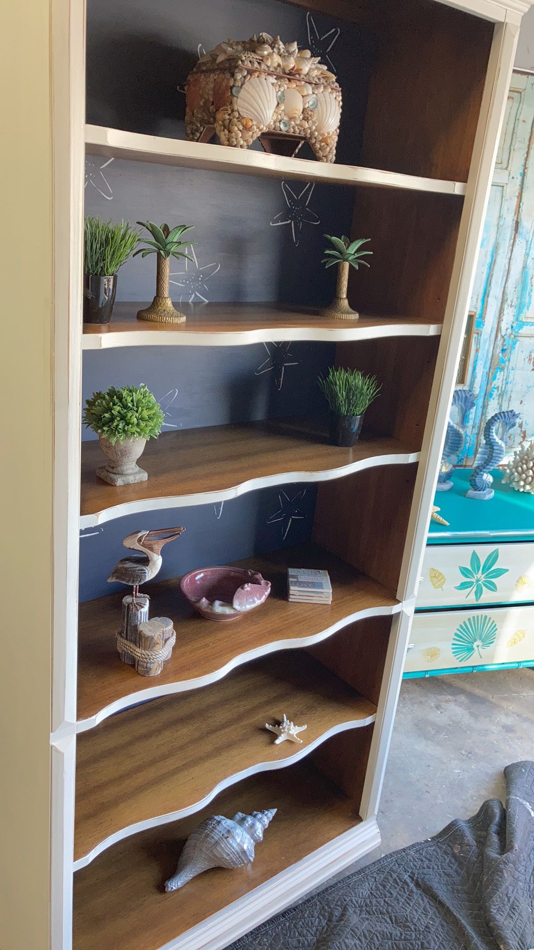 Shabby white book shelf cabinet wall storage unit