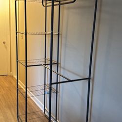 4-Shelf Closet Organizer System with Clothes Rack, 2-Tier, Metal