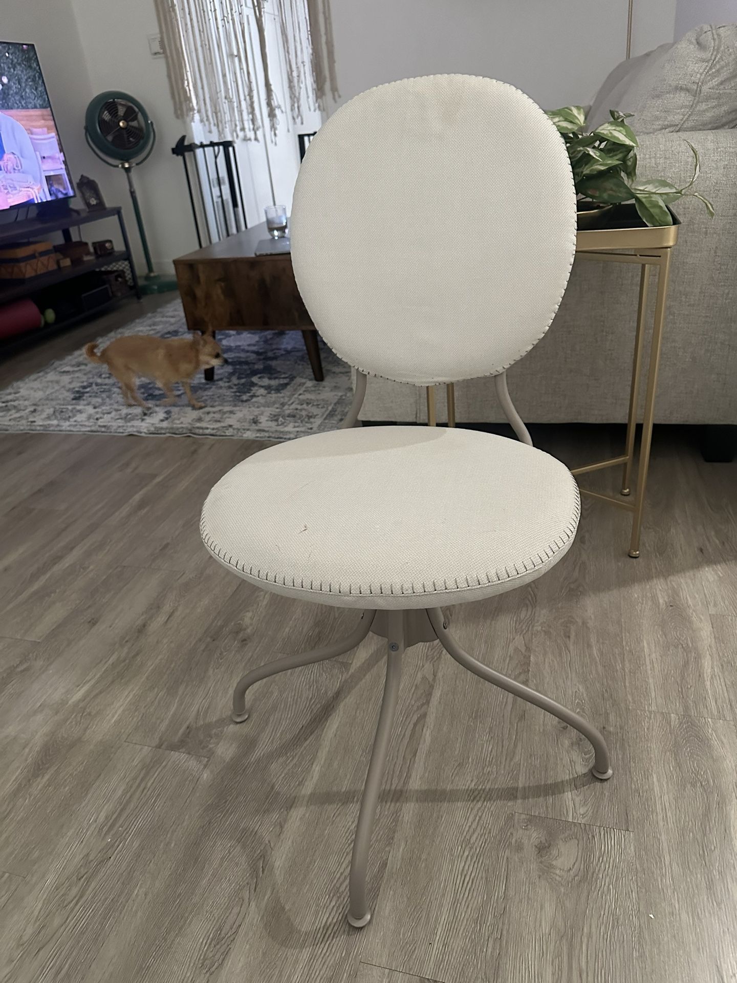 Free Desk/Vanity Swivel Chair, Taupe/Beige
