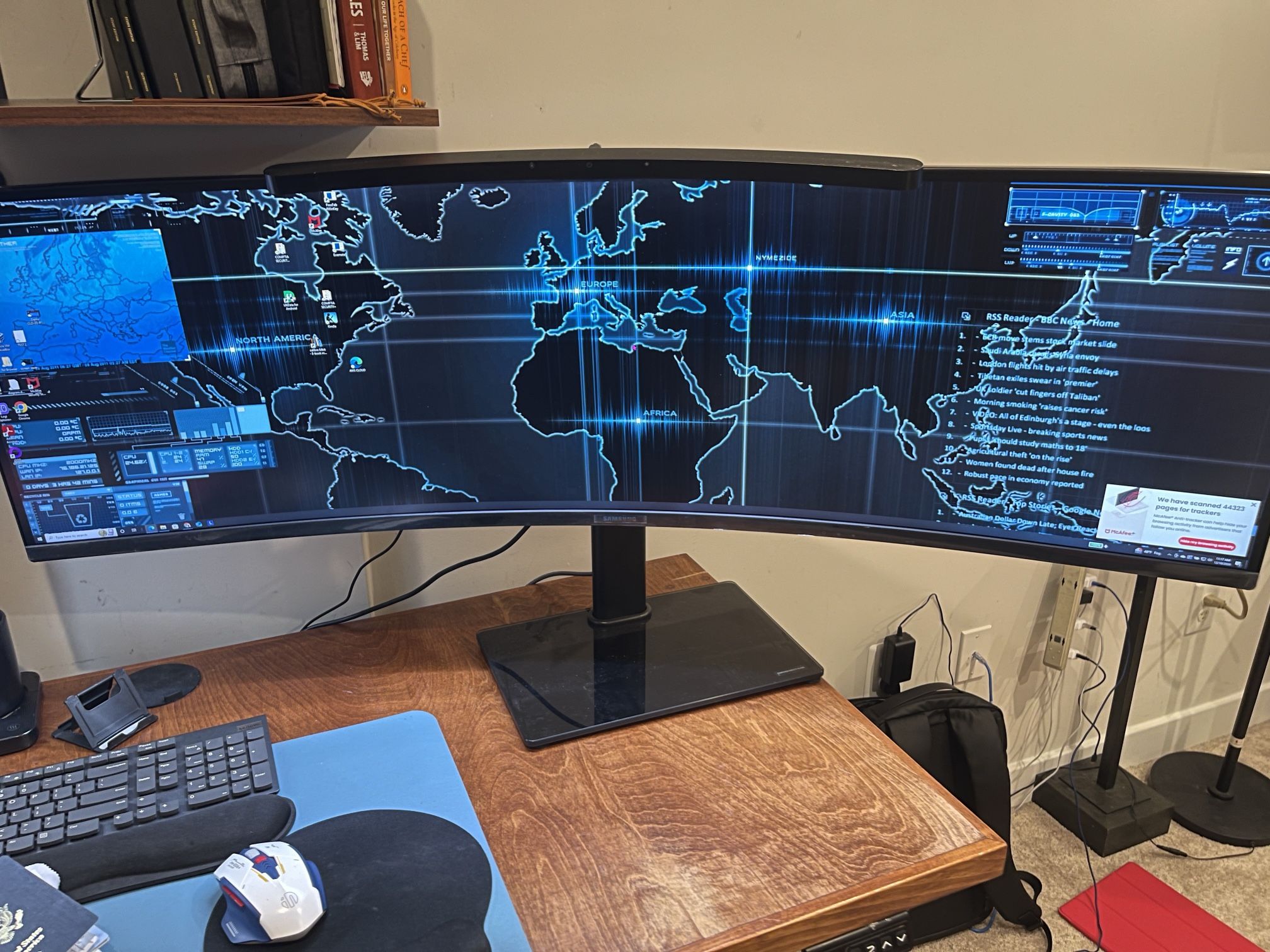 SAMSUNG LC49RG90SSNXZA 49" Class Wide Screen QLED Gaming Quantum Dot (5120x1440) Monitor With Adjusting Desk Arm