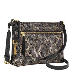 Fossil Crossbody Bag Purse. Brand New With Tags. Authentic. Black Silver Snake. Women's Handbag 