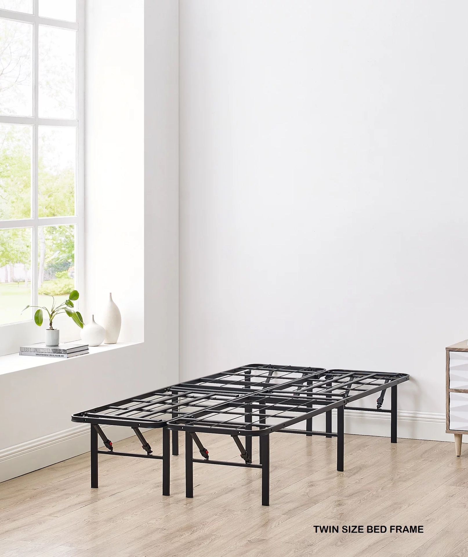 Allswell 14" Convertible High Platform Metal Bed Frame, Twin/Full, Black Black - Twin/Full