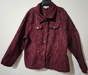 Christopher & Banks Deep Wine Textured Button Jacket