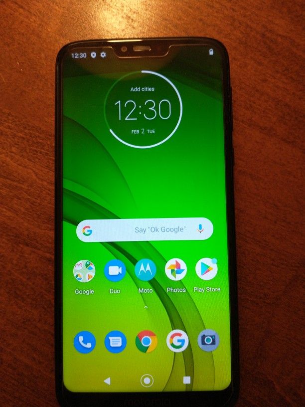 Motorola Moto G7 Power Smartphone 32GB Blue Cellphone Used W Red Case
