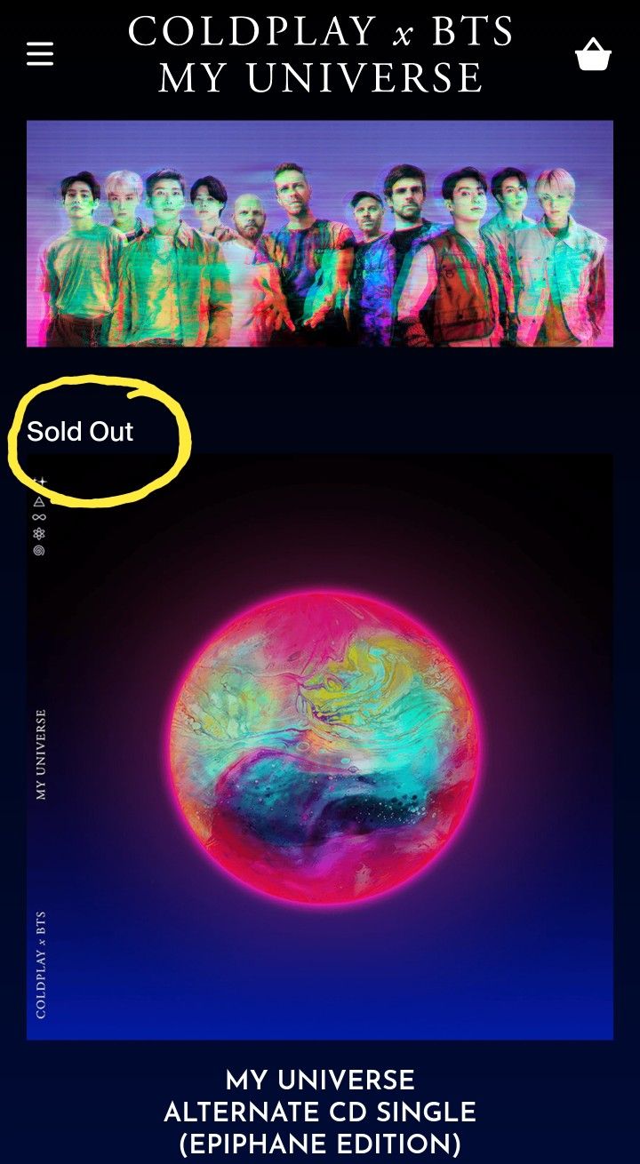 COLDPLAY x BTS: "MY UNIVERSE" ALTERNATE CD SINGLE (EPIPHANE EDITION) >>SOLD OUT DAY OF RELEASE<< 🔥 (SEALED/FACTORY DIRECT) **AVAILABLE**