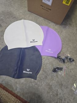 Winsyne Silicone Swim Caps – Set of 3