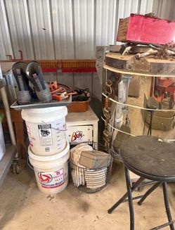 Pottery wheel, kiln, clay, tons of other pottery items