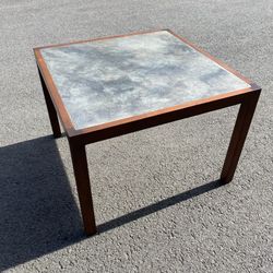 Vintage Harry Lunstead Acid Silver Wood End Table Teak MCM