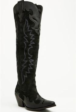 Black Knee-High Western Cowboy Boots