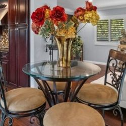 Barstool Set sitting for 4 with glass table- Velvet 