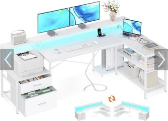 White L shaped Desk