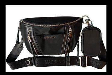 Madden NYC Black Belt Bag with Mini Pouch