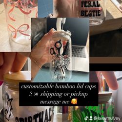 Customizable bamboo lid glass cup