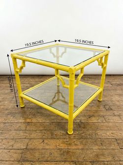 Meadow-croft  faux bambooo Hollywood-regency square accent table