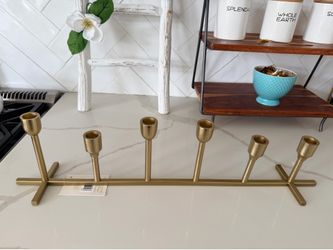 Gold 6-Candle Metal Candle Holder