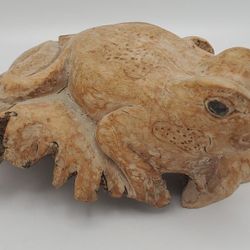 Frog Hand Carved Burl Wood