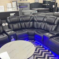 Challenger Power Recliner Sectional Gray Color Or Black White