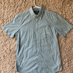 Semi New Chaps Light Blue Men’s Short Sleeve Casual Button Down Shirt w/Pocket Size Small Custom Fit