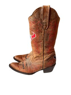 Houston Texans Ladies Brown Leather Boots size 8 Fancy Red  display picture 2
